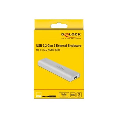 DELOCK - Speichergehäuse - M.2 NVMe Card - 10GBps - USB 3,2 (Gen 2) - Silber (42634)