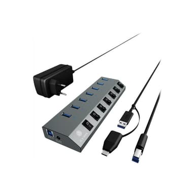 RAIDSONIC Hub 7-Port IcyBox USB 3.0 IB-HUB1701-C3 7 Ladeports
