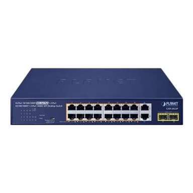 PLANET TECHNOLOGY PLANET 16-Port GE 802.3at + 2-Port GE + 2-Port 1000X SFP