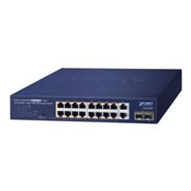 PLANET TECHNOLOGY PLANET 16-Port GE 802.3at + 2-Port GE + 2-Port 1000X SFP