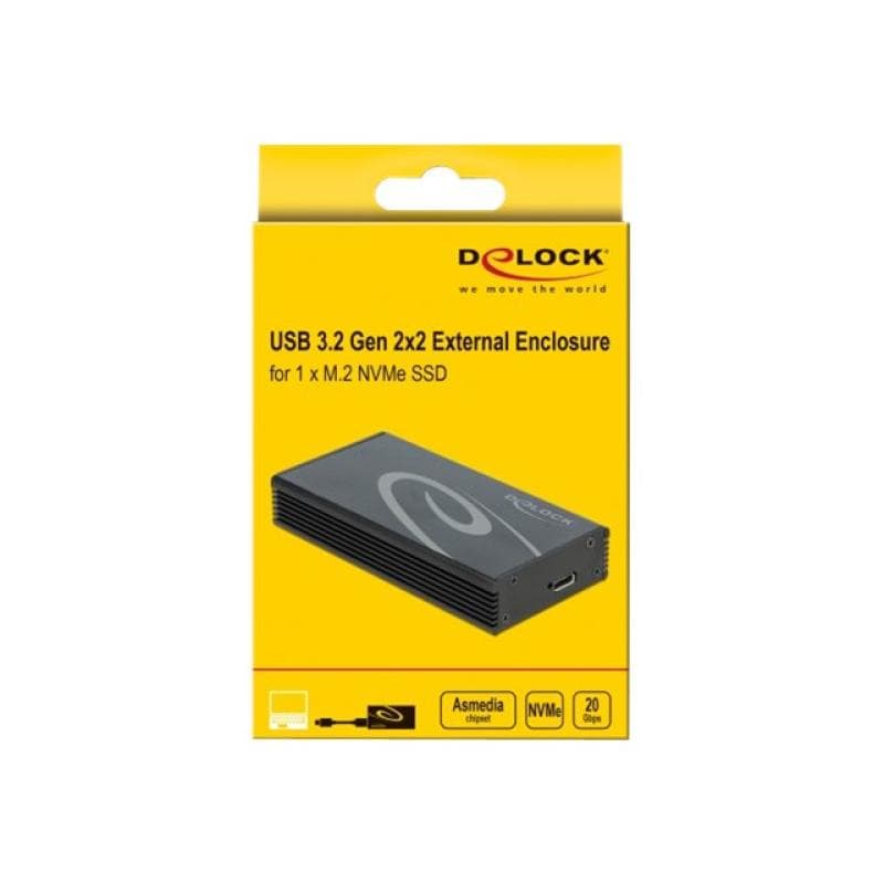 DELOCK - Speichergehäuse - M.2 NVMe Card / PCIe (NVMe) - 20 Gbit/s - USB 3,2 (Gen 2x2) - Schwarz