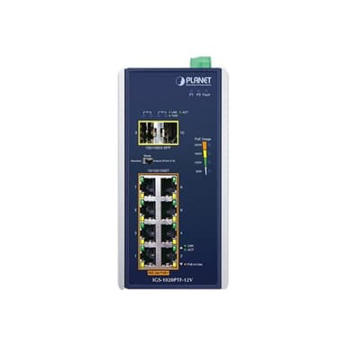 PLANET TECHNOLOGY PLANET Industrial 8-Port GE 802.3at PoE + 2 1000X SFP +12V