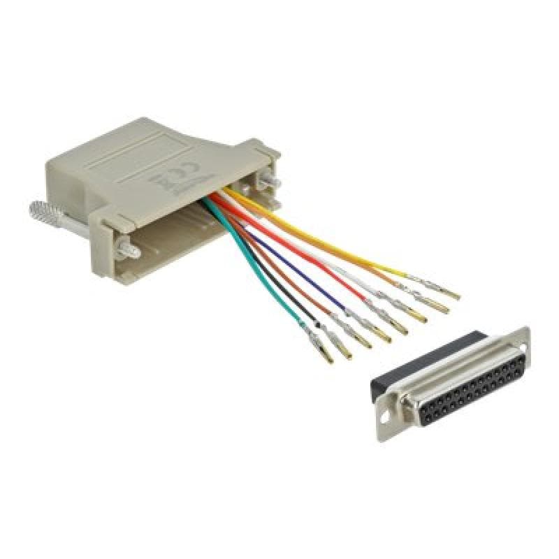 DELOCK Adapter Sub-D 25 Pin Buchse zu RJ45 Buchse Montagesatz grau