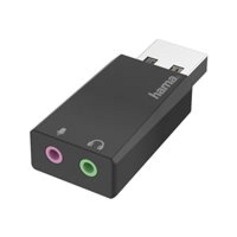 HAMA 200323 USB-Soundkarte USB-Stecker - 2x 3.5-mm-Klinke-Buchse, Stereo