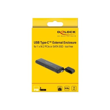 DELOCK Externes USB Type-C Combo Gehäuse für M.2 NVMe PCIe oder SATA SSD - werkzeugfrei