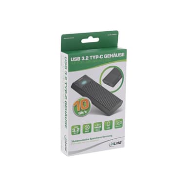 INLINE USB3.2 Gen 2 Type C to M.2 SSD (PCIe NVMe& SATAIII) Enclosure TOOL FREE