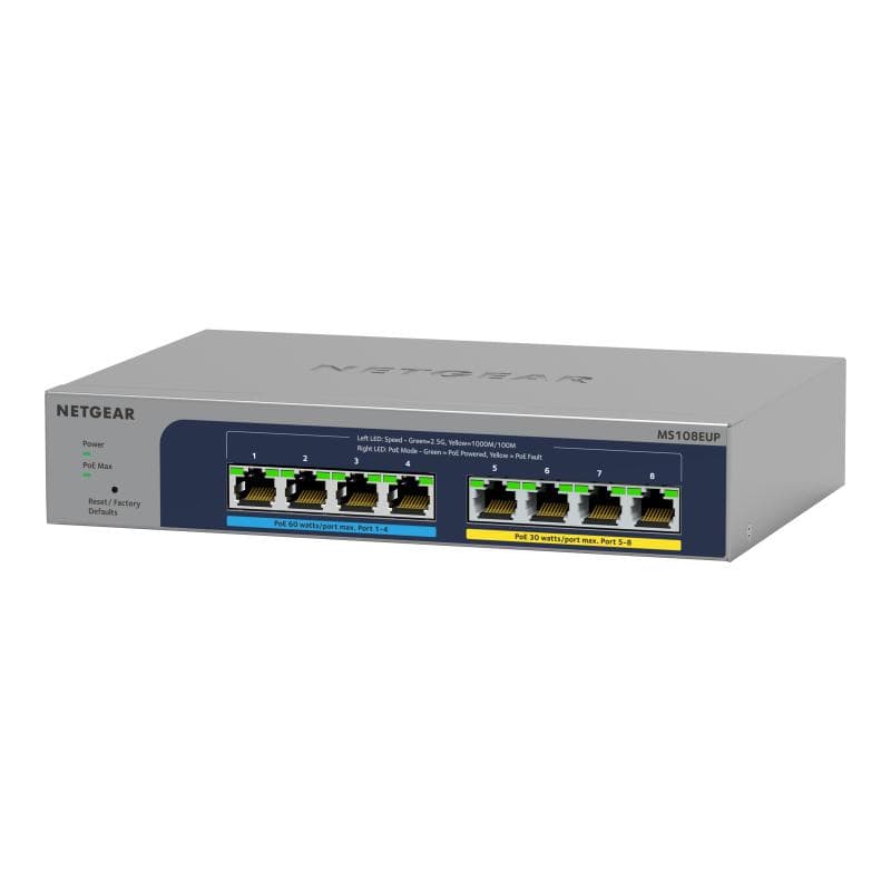 NETGEAR MS108EUP 8-Port Ultra60 PoE++ Multi-Gigabit (2.5G) Ethernet Plus Switch mit 230 W PoE-Budget