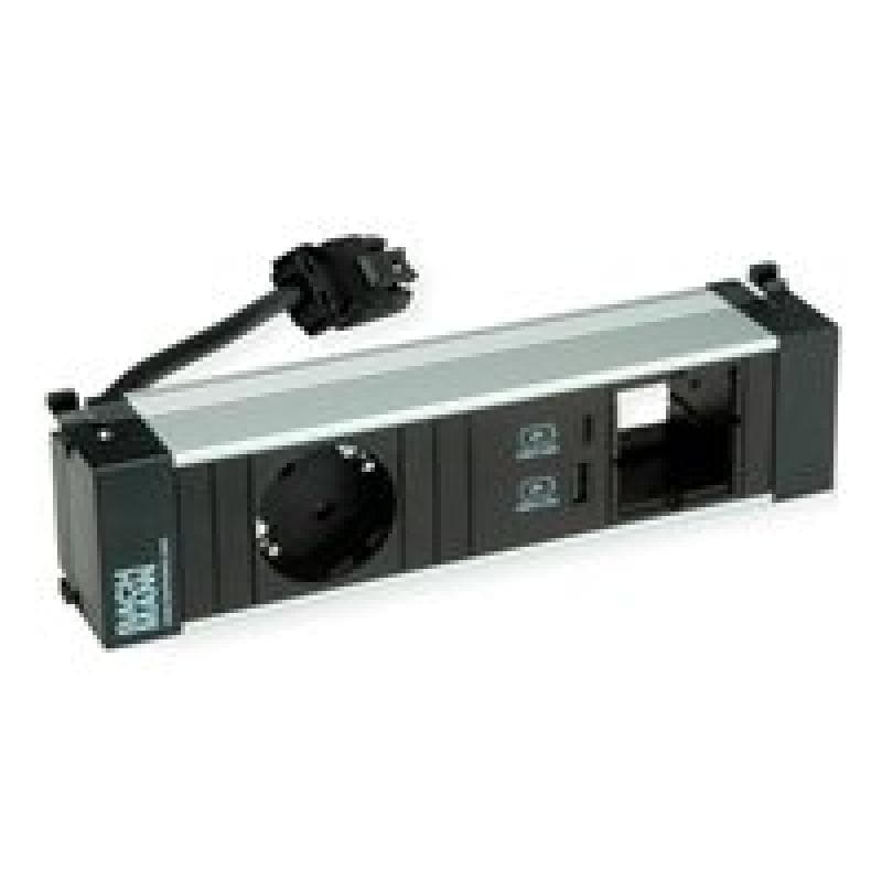 BACHMANN Power Frame S 1xCEE7/3 916.503 1xCM 1xUSB 22W 0,2m GST18