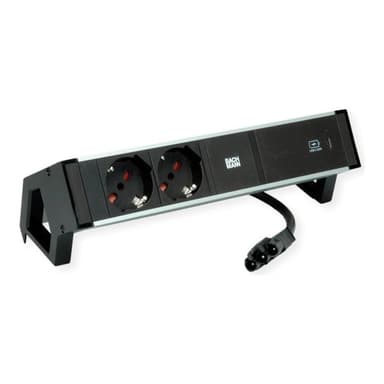 BACHMANN DESK2 ALU BLACK 2xP40 937.327 1xUSBC 60W 0,2m GST18