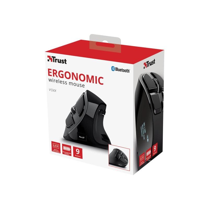 TRUST VOXX Funk, Bluetooth® Maus Optisch Ergonomisch, Abnehmbares Kabel, Integriertes Scrollr