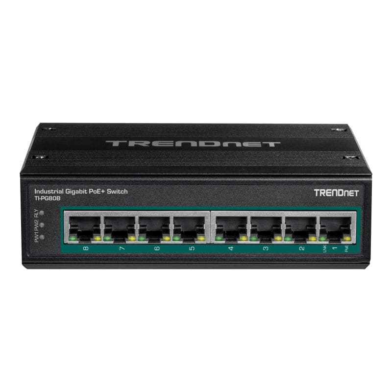 TRENDNET 8-Port Indus. Gigabit PoE+ DIN-Rail Switch (24-56V)