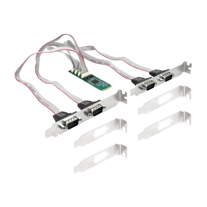 DELOCK M.2 Karte zu 4 x Seriell RS-232 DB9 mit Standard und Low Profile Slotblenden