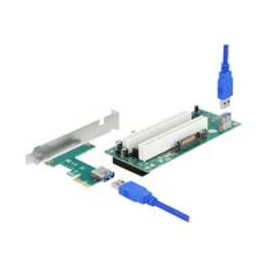 DELOCK Riser Karte PCI Express x1 zu 2x PCI 32Bit Slot mit 60cm Kabel