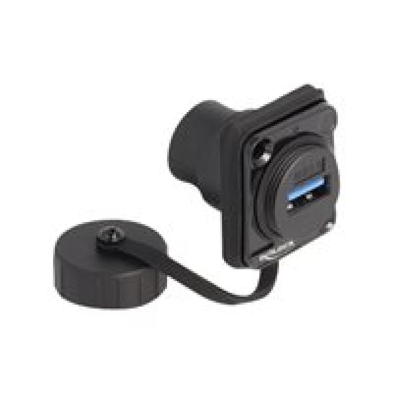 DELOCK D-Typ Modul USB 3.2 Gen 1 Typ-A Buchse zu USB 3.2 Gen 1 Typ-A Buchse mit Verschlusskappe IP67