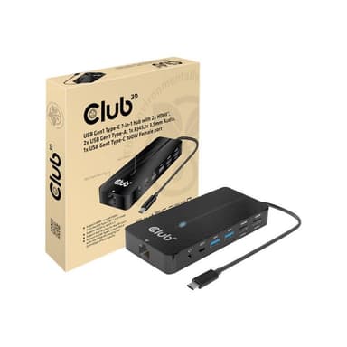 CLUB3D USB-7-in1-HUB USB-C > 2xHDMI/2xUSB/RJ45/USB-C 100W retail