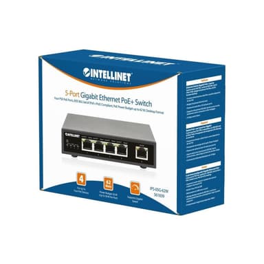 INTELLINET 5-Port Gigabit PoE+ Switch 62W
