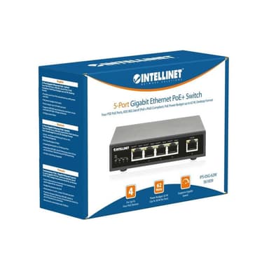 INTELLINET 5-Port Gigabit PoE+ Switch 62W
