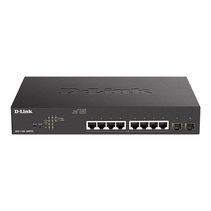 D-LINK 10-Port Layer2 PoE+ Gigabit Smart Switch8x 10/100/1000Mbit/s TP (RJ-45) PoE Port, 802.3af/at