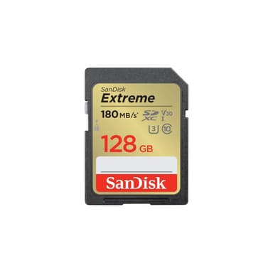 SANDISK Extreme 128GB SDXC Speicherkarte 2022 (bis zu 180MB/s, Cl10, U3, V30)