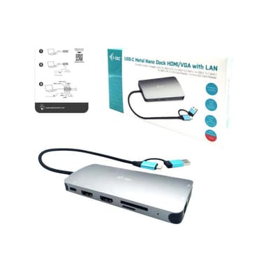 I-TEC USB3.0 USB-C/Thunderbolt 3x Diplay Metal Nano Dock LAN PD 100W