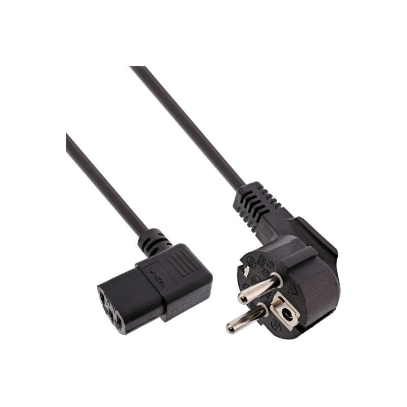 INLINE Stromkabel - CEE 7/7 (M) gewinkelt zu IEC 60320 C13 links gewinkelt - 50cm