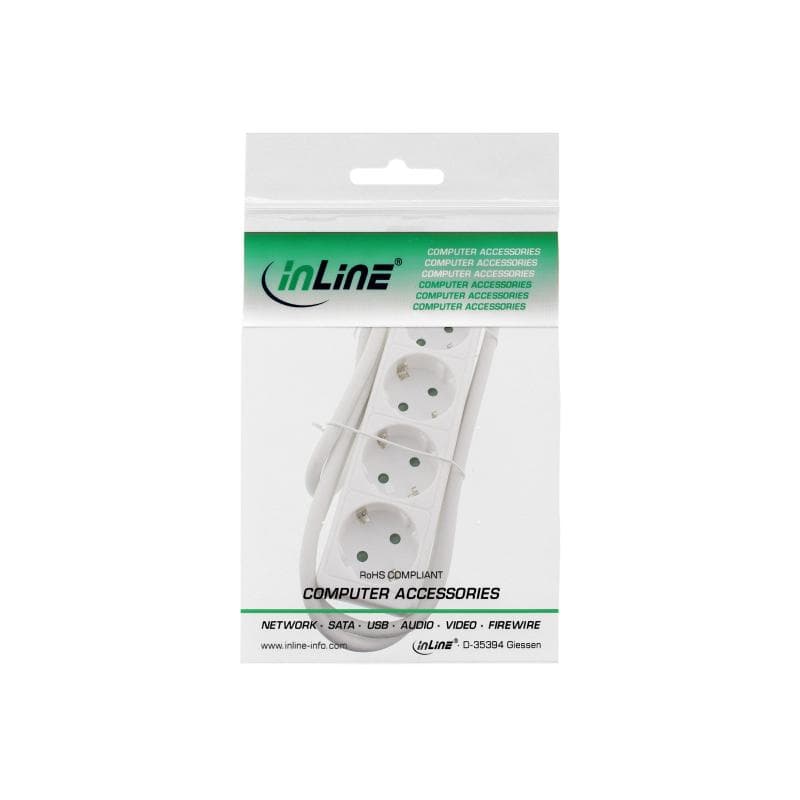 INLINE - Steckdosenleiste - Wechselstrom 230 V - 3500 Watt - Ausgangsanschlüsse: 4