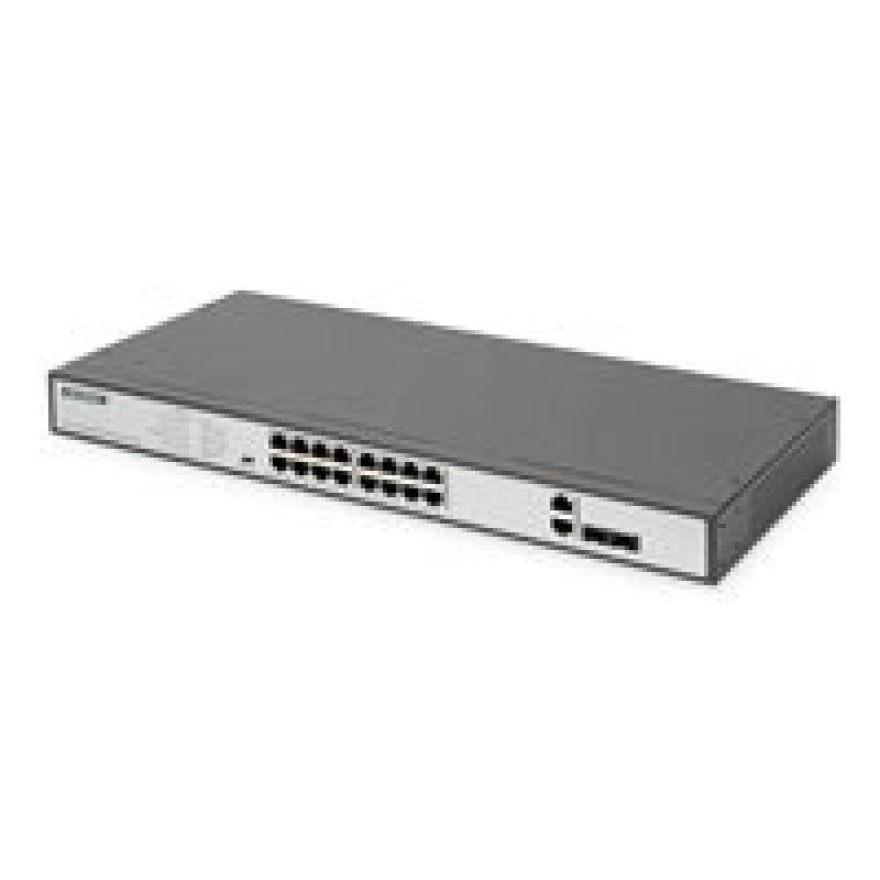 DIGITUS Fast Ethernet PoE Switch 16-port PoE + 2 Combo 250W PoE budget