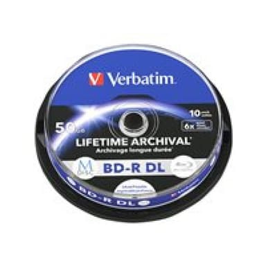 VERBATIM 43847 M-Disc BD-R BluRay 6x Cakebox 50GB, printable, 10 Stück