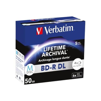 VERBATIM 43846 M-Disc BD-R Blu-Ray 6x Jewel Case 50GB, 5 Stück