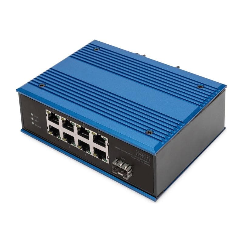 DIGITUS Industrial 8+1 Port Fast Ethernet PoE Switch Unmanaged 8 RJ45 Ports 10/100mbits