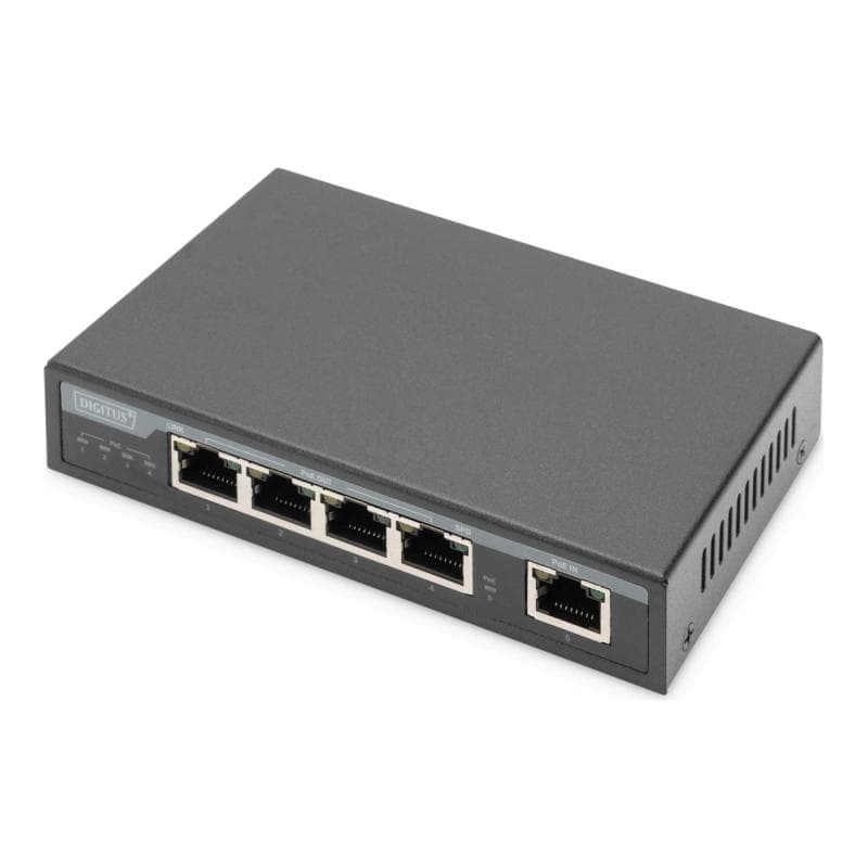 DIGITUS Gigabit PoE Indoor Extender 4-port 85W 100m extension cascadable self powered