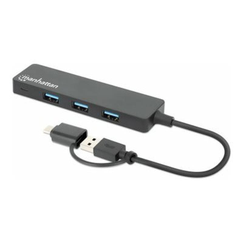 MANHATTAN 4-Port USB 3.0 Typ-C / Typ-A Kombi-Hub schwarz