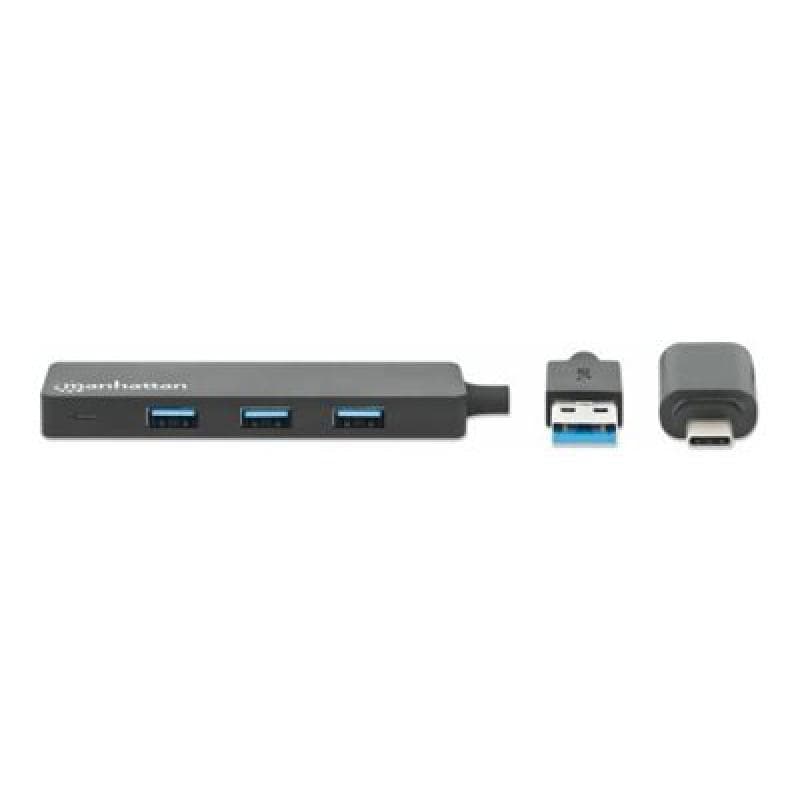 MANHATTAN 4-Port USB 3.0 Typ-C / Typ-A Kombi-Hub schwarz