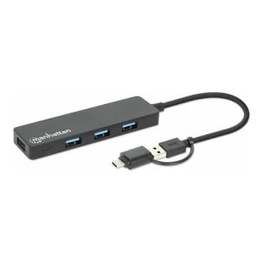 MANHATTAN 4-Port USB 3.0 Typ-C / Typ-A Kombi-Hub schwarz