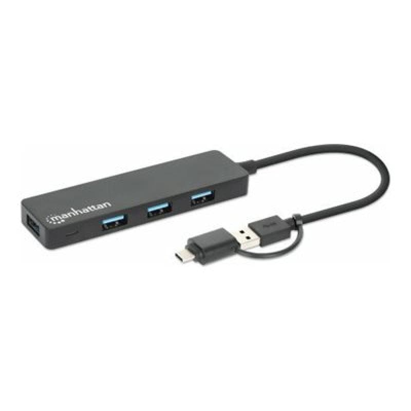 MANHATTAN 4-Port USB 3.0 Typ-C / Typ-A Kombi-Hub schwarz