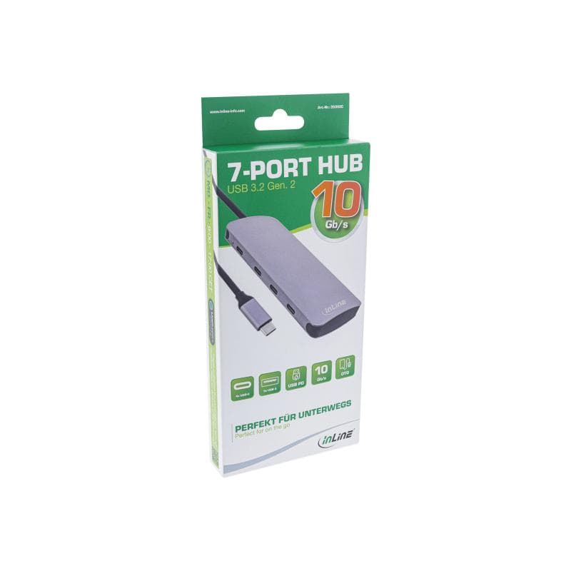 INLINE USB 3.2 Gen.2 Hub, 4x USB-C + 3x USB-A, PD 100W, aluminium, grey