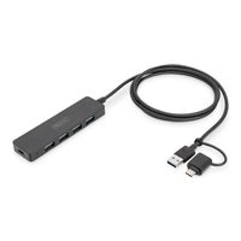 DIGITUS USB 3.0 Hub 4-Port Slim, USB-C Adapter 1,2m Kabel