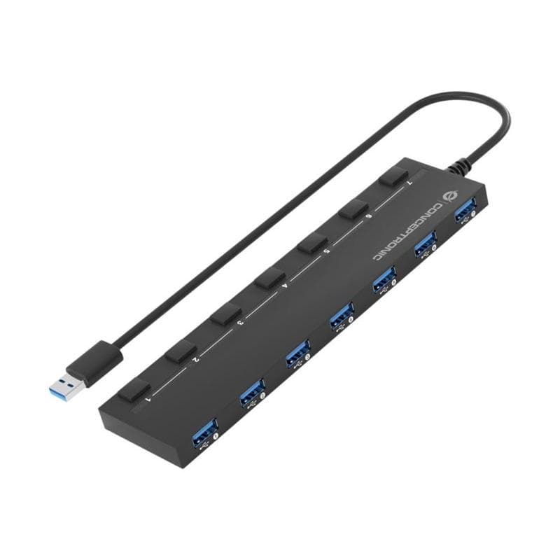 CONCEPTRONIC USB-Hub 7-Port 3.0 ->7x3.0 m.Netzteil sw