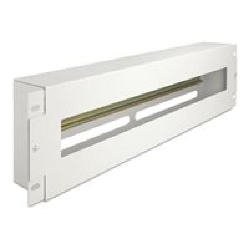 DELOCK 19? Schutzschalterleiste mit Abdeckung und Hutschiene 3 HE Metall grau