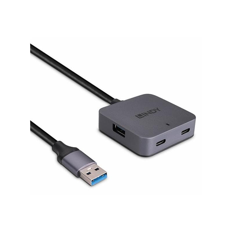 LINDY 5m USB 3.0 Hub, 4 Ports 2 USB Typ C und 2 USB Typ A