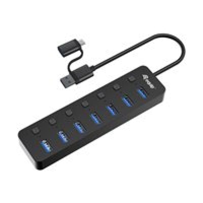 EQUIP USB-Hub 7-Port 3.2 ->7x3.2 inkl USB-C Adapter schwarz
