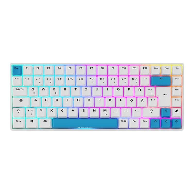 SHARKOON SKILLER SGK50 S3 PBT weiß/hellblau, DE-Layout, Gateron G Pro 3.0 Yellow