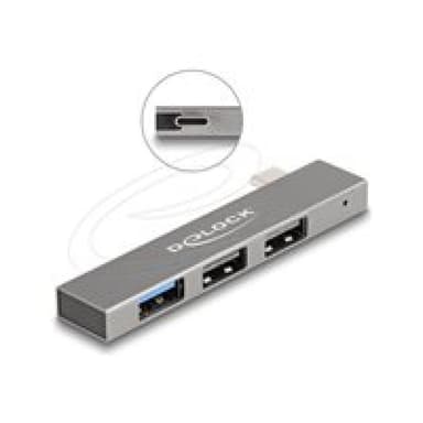 DELOCK 3 Port Slim USB Hub mit USB Type-C (silber)