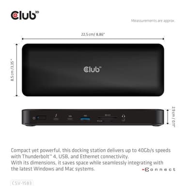 CLUB3D Thunderbolt4 16-in-1 Dockingstation 4 Displays St/Bu retail