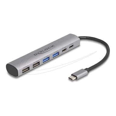 DELOCK 6 Port USB Hub mit 4x USB-A und 2x USB-C Buchse