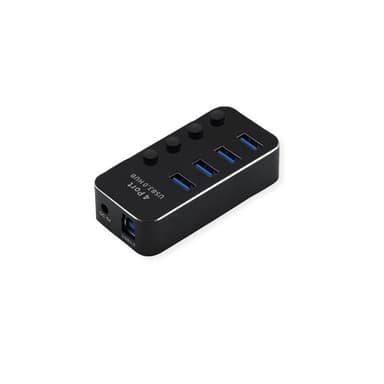 ROLINE USB 3.2 Gen 1 Notebook Hub 4 Ports einzeln schaltbar schwarz