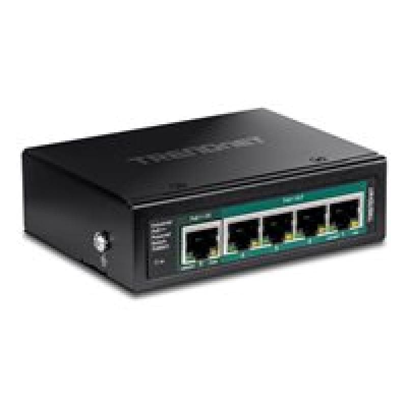 TRENDNET Switch 5-p. Industr. Gbit PoE Pass-Through Din-Rail