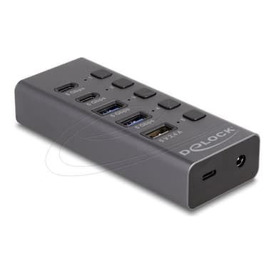 DELOCK USB 5 Gbps Hub mit 2 x Typ-A und 2 Type-C Buchse 1 Schnellladeport+ (64248)