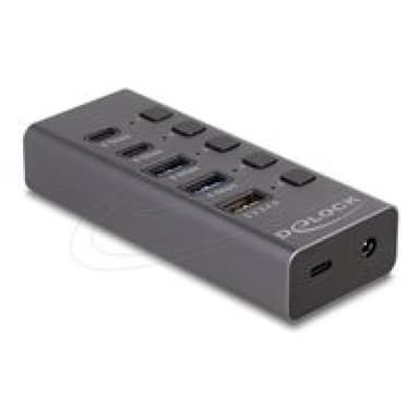 DELOCK USB 5 Gbps Hub mit 2 x Typ-A und 2 Type-C Buchse 1 Schnellladeport+ (64248)