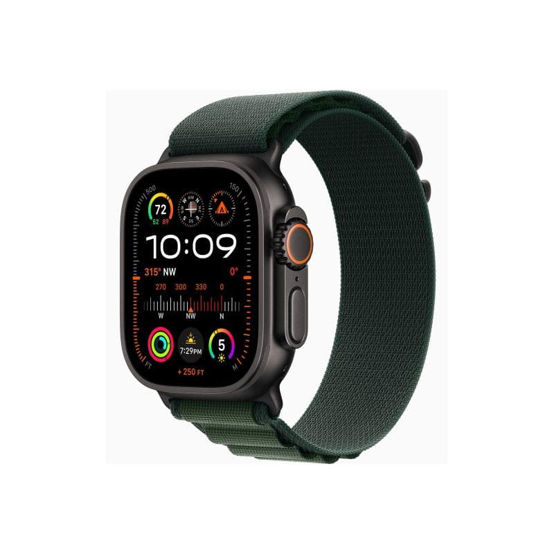 APPLE Watch Ultra 2 GPS + Cellular 49mm Black Titanium Case with Dark Green Alpine Loop - Large